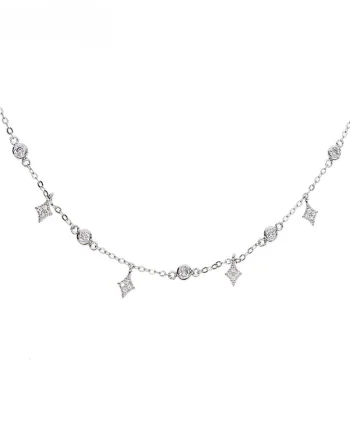 Chocher argint 925, JW1131, model stelute, placat cu rodiu