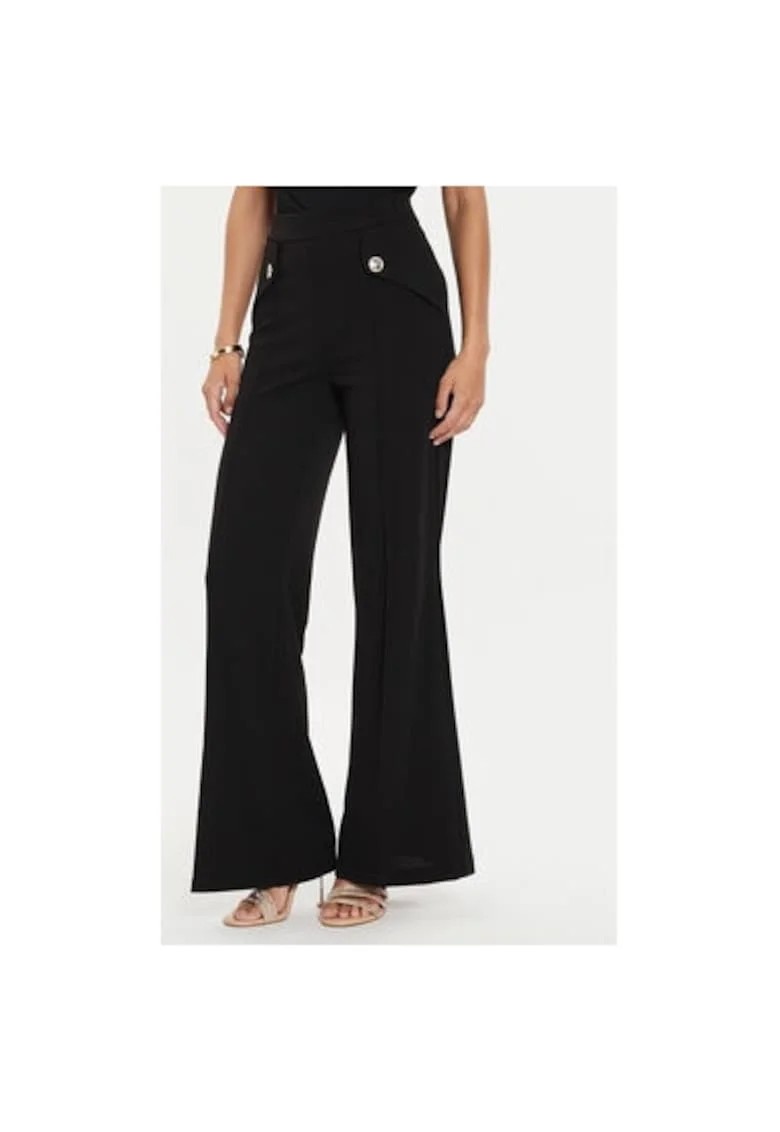 Pantaloni dama,  304657801, Poliester, Negru, Negru