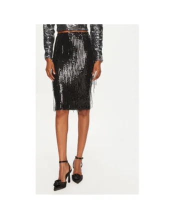 Fusta dama,  305018007, Poliester, Negru, Negru