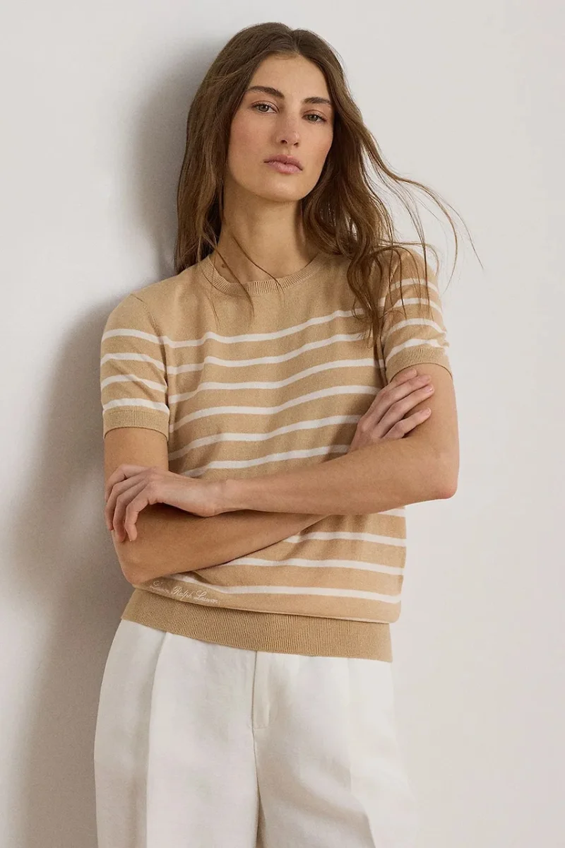 Lauren Ralph Lauren pulover cu mânecă scurtă pentru femei, cu modal