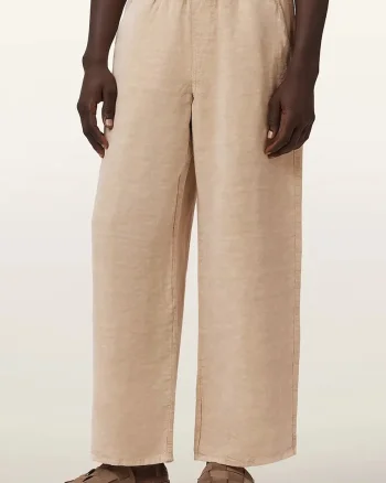 AllSaints pantaloni pentru bărbați, cu amestec de in KORTEN