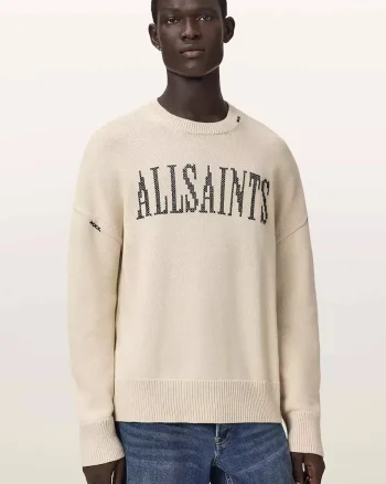 AllSaints hanorac oversized pentru bărbați, din bumbac CROSSED