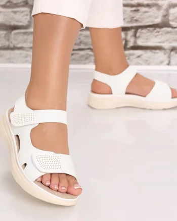Sandale dama Albe din Piele Ecologica Zola