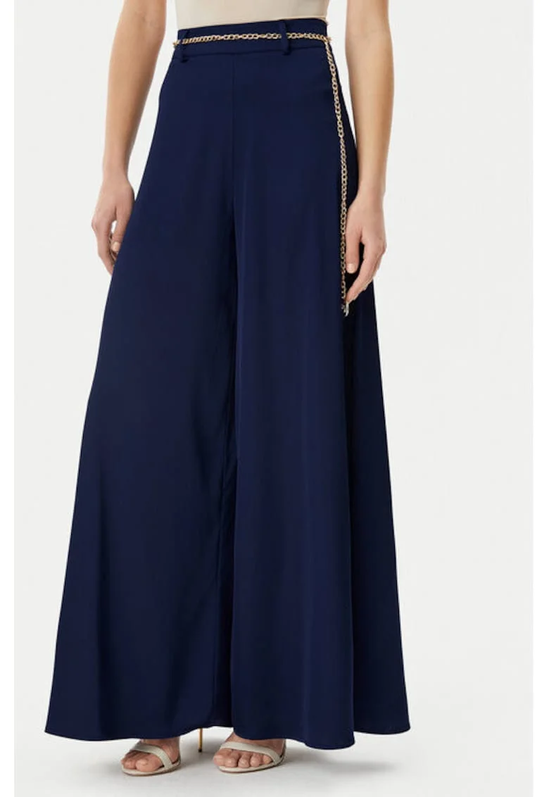Pantaloni dama,  305318183, Poliester, Albastru, Albastru
