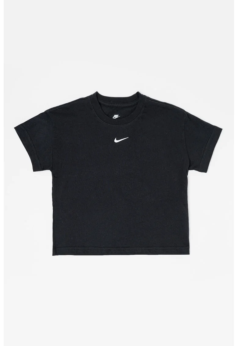 Tricou din bumbac cu monograma discreta, Negru