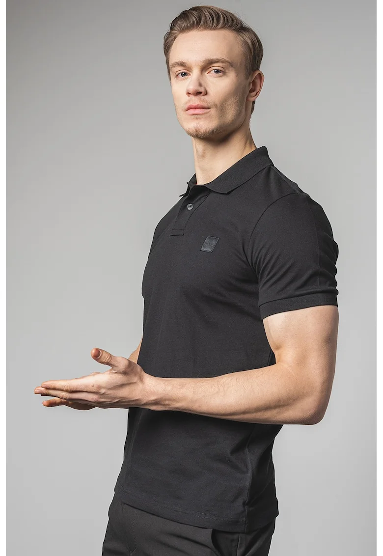 Tricou polo slim fit Passenger, Negru