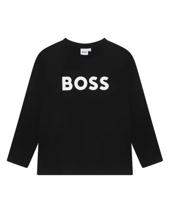 Bluza cu decolteu la baza gatului si imprimeu logo contrastant, Negru