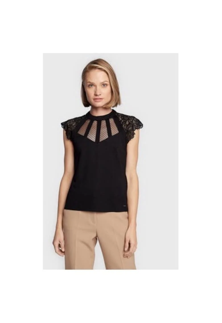 Bluza dama,  301615330, Viscoza/Poliamida, Negru, Negru