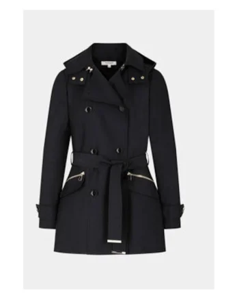 Trench dama,  303917296, Poliester/Bumbac, Negru, Negru