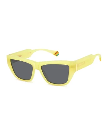 Ochelari de soare, cat-eye cu lentile polarizate, Galben pai/Gri antracit
