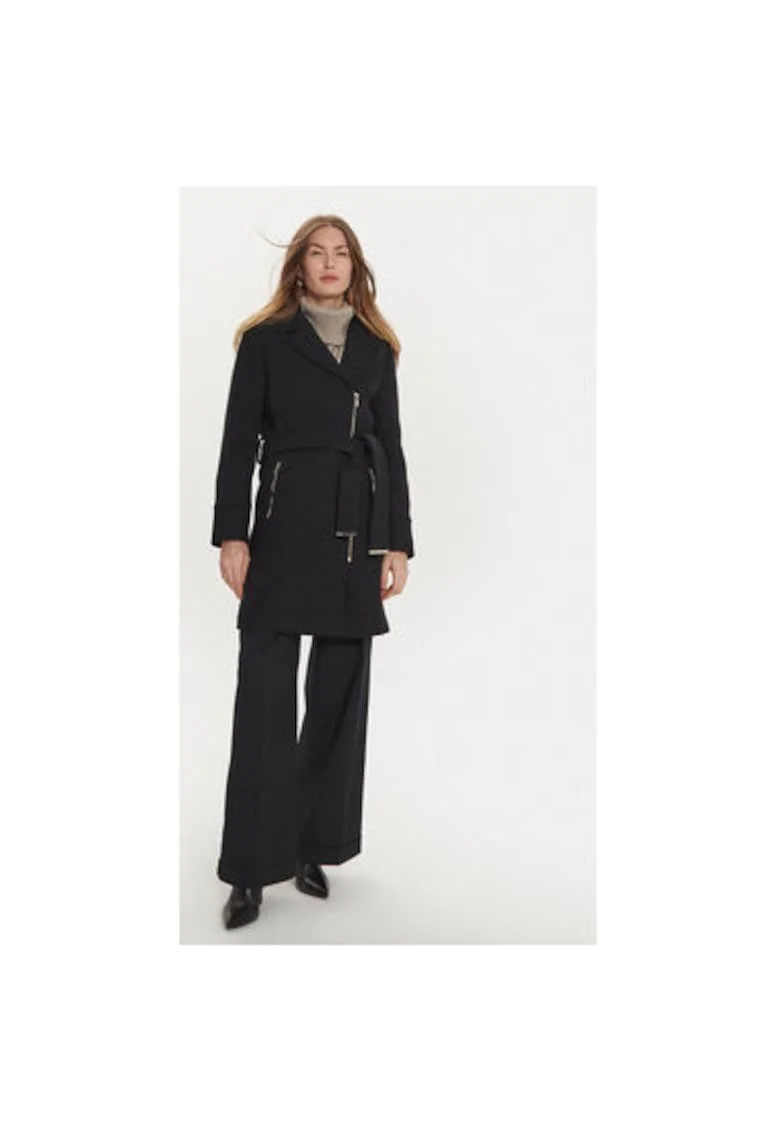 Palton dama,  304479878, Lana/Poliester, Negru, Negru