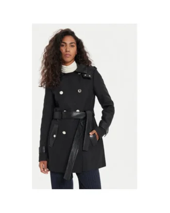 Trench dama,  304480034, Poliester/Bumbac, Negru, Negru