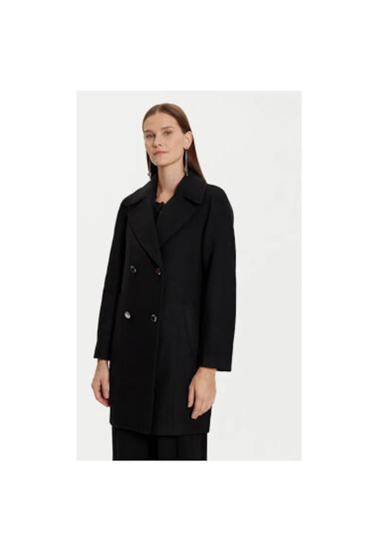 Palton dama,  304480447, Lana/Poliester/Acril, Negru, Negru