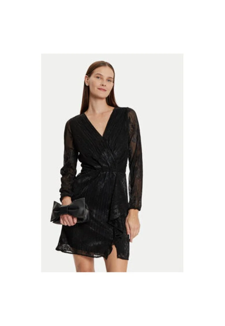 Rochie Dama,  304486586, Poliester, Fibra metalica, Negru, Negru