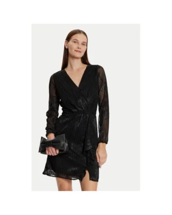 Rochie Dama,  304486586, Poliester, Fibra metalica, Negru, Negru