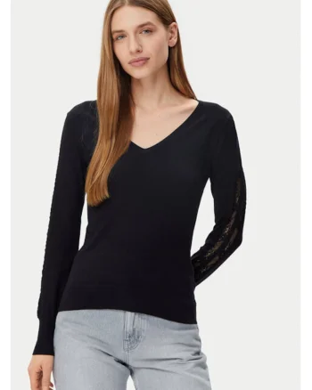 Pulover dama,  305253194, Viscoza/Poliamida, Negru, Negru