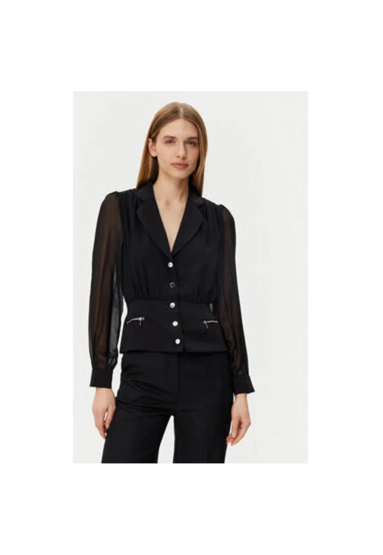 Camasa dama,  305252906, Poliester, Negru, Negru