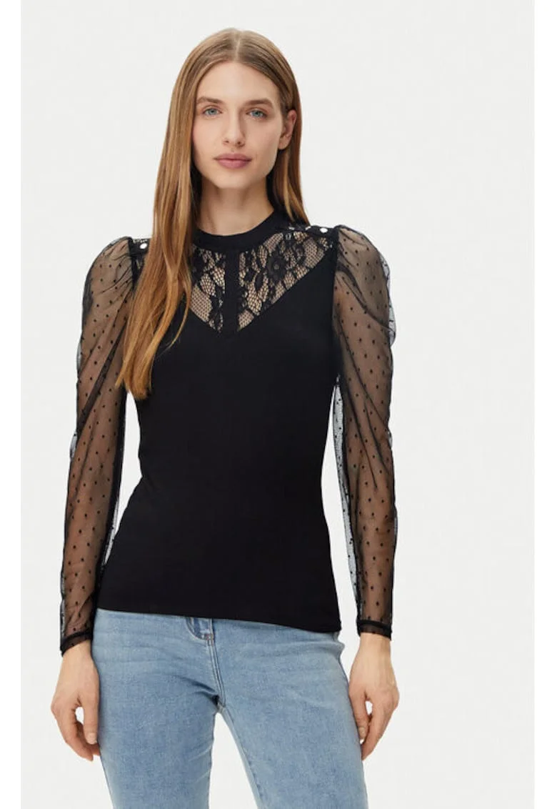 Bluza dama,  305253644, Viscoza/Poliamida, Negru, Negru