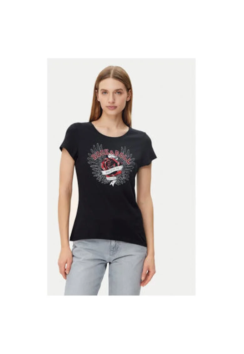 Tricou dama,  305252944, Bumbac, Negru, Negru