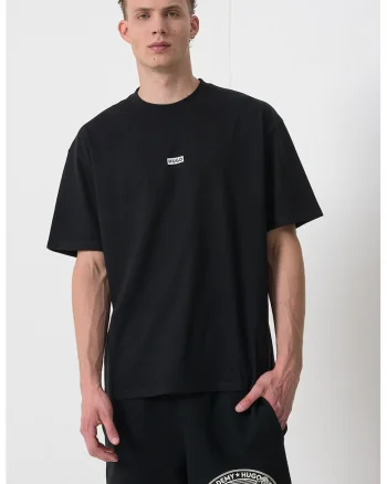 Tricou de bumbac cu logo Nalono, Negru/Alb optic