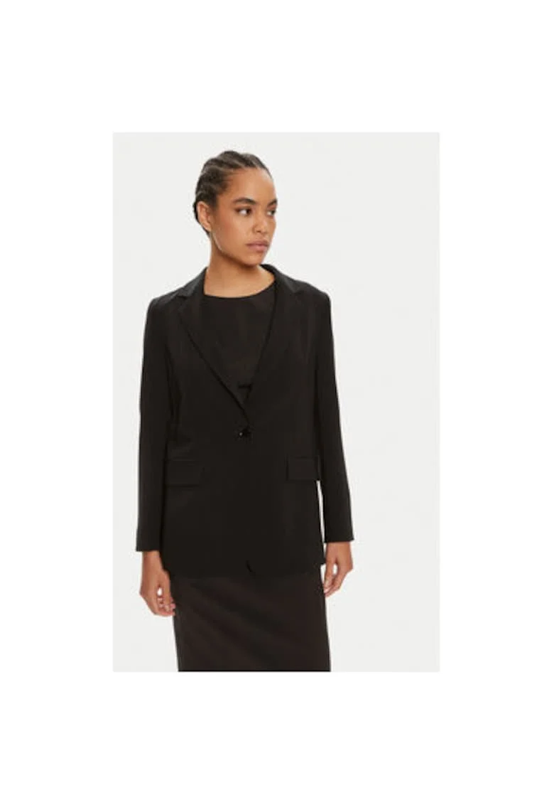 Sacou dama,  304437557, Acetat/Poliester, Negru, Negru