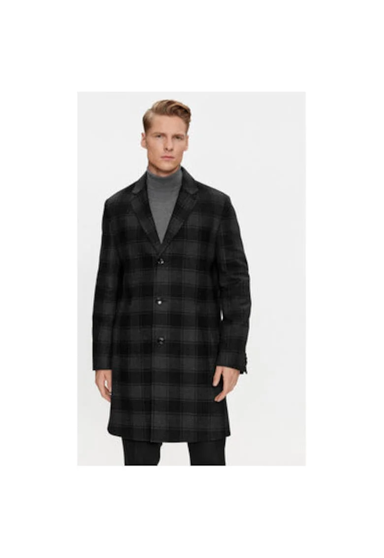 Palton barbati,  303389512, Lana/Poliester, Negru, Negru