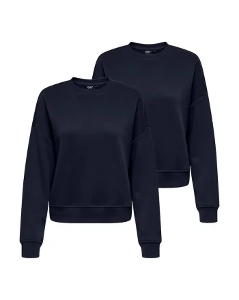 Set de bluza de trening cu decolteu la baza gatului si maneci cazute - 2 piese, Albastru