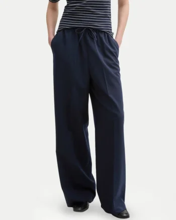 Pantaloni dama,  304817182, Poliester/Viscoza, Albastru, Albastru