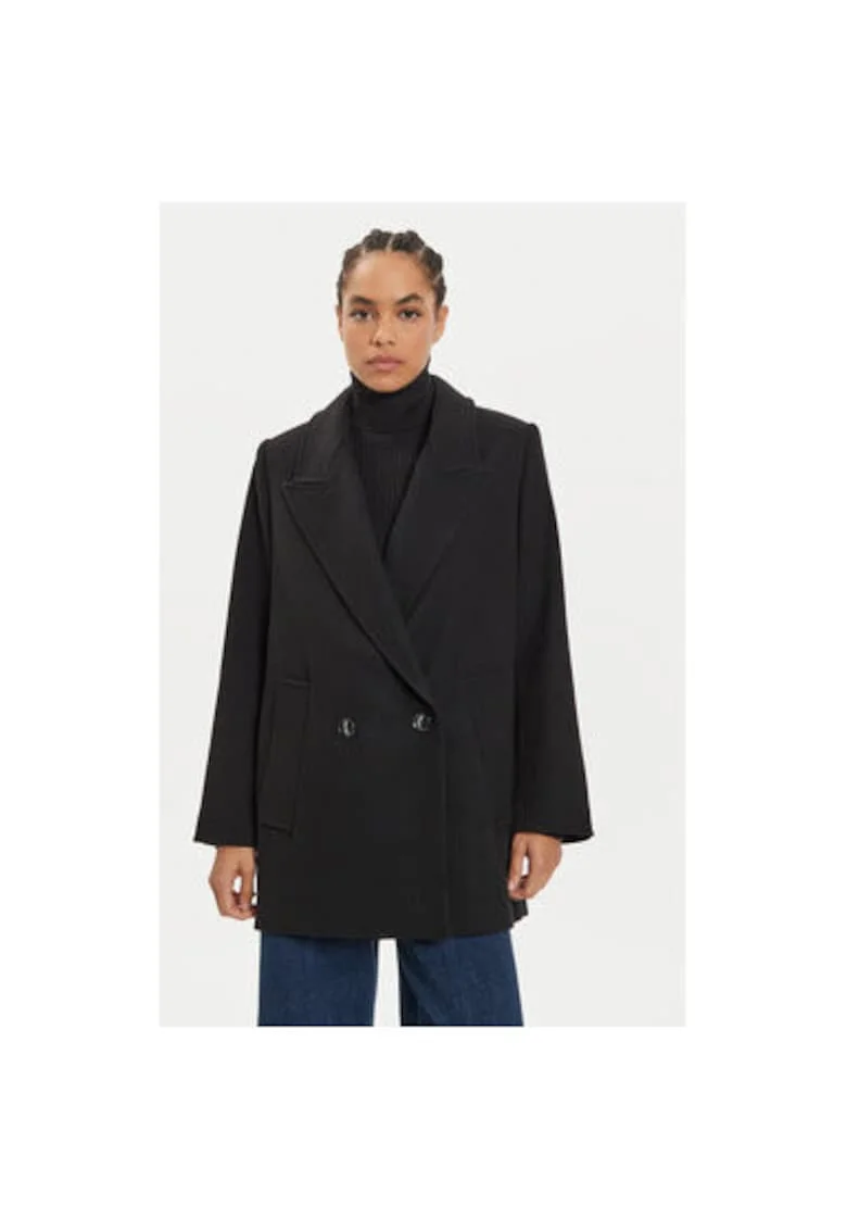 Palton dama,  304213397, Lana/Poliamida, Negru, Negru