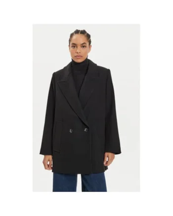 Palton dama,  304213397, Lana/Poliamida, Negru, Negru