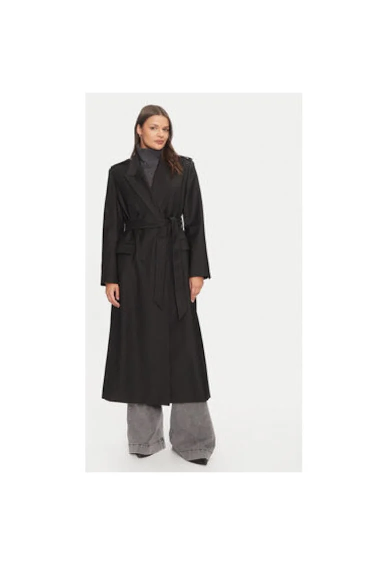 Palton dama,  304209918, Poliester reciclat/Lana, Negru, Negru