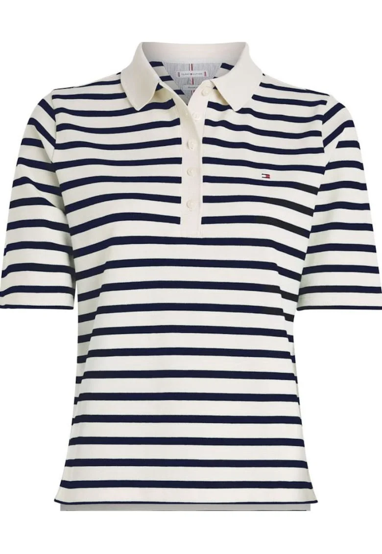 Tricou Polo dama,  Bumbac, Alb/Negru, Alb