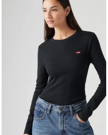 Bluza de bumbac cu decolteu la baza gatului, Negru