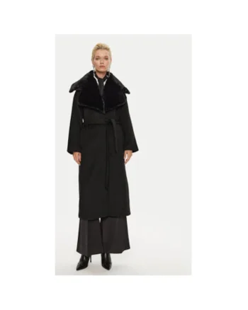 Palton dama,  304009983, Lana/Poliester reciclat, Negru, Negru