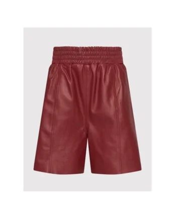 Pantaloni scurti dama,  209343847, Piele naturala, 34 EU, Rosu