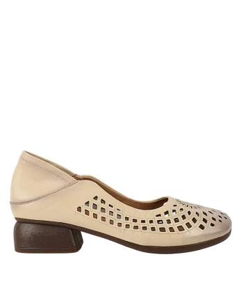 Pantofi casual, dama,  5889 bej, piele, Bej