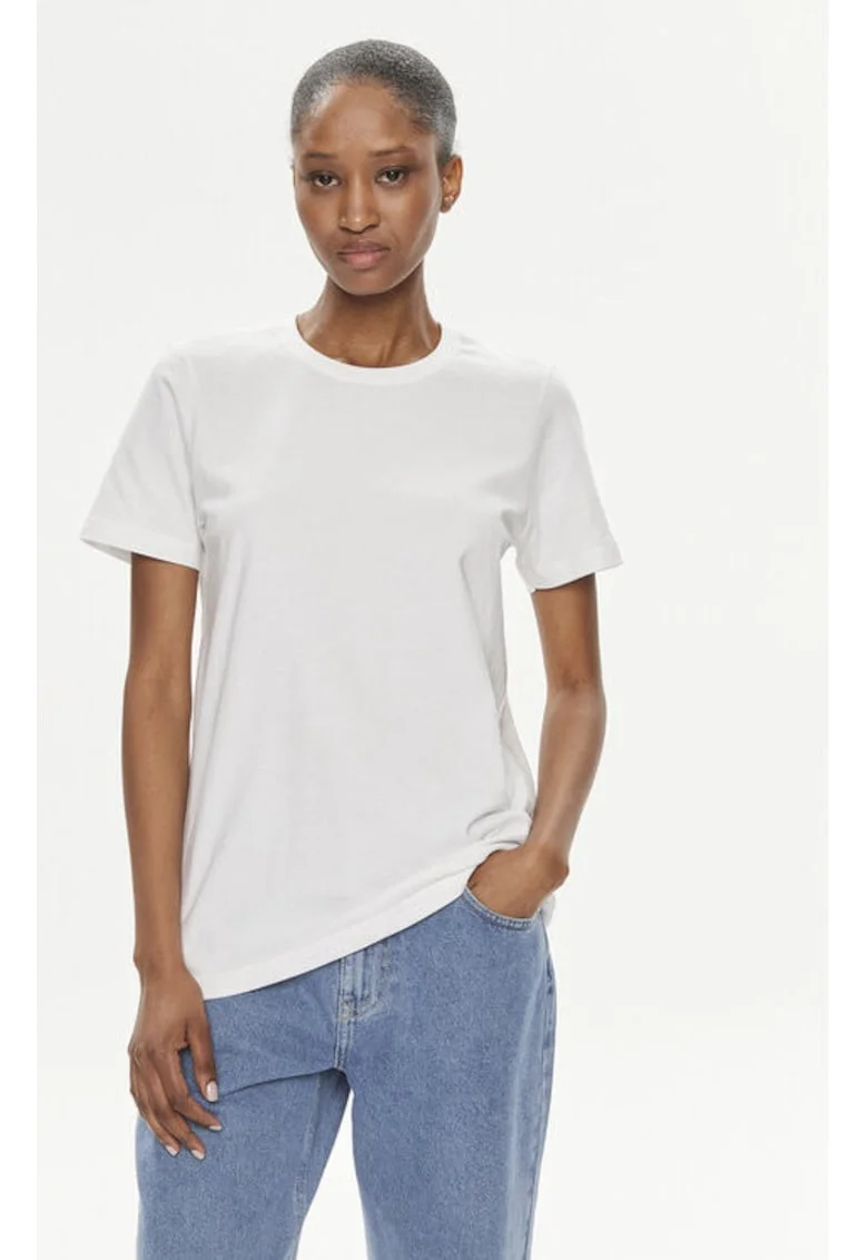 Tricou dama,  304005176, Bumbac organic, Alb, Alb