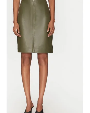 Fusta dama,  305214386, Piele naturala, Verde, Verde