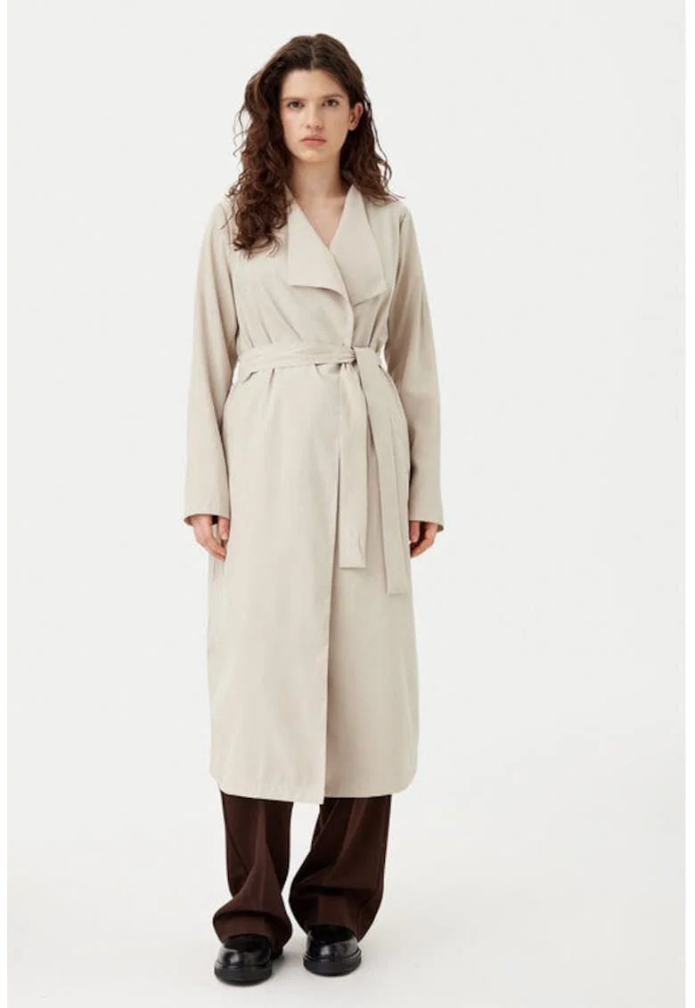 Trench dama,  304903038, Poliester reciclat, Bej, Bej