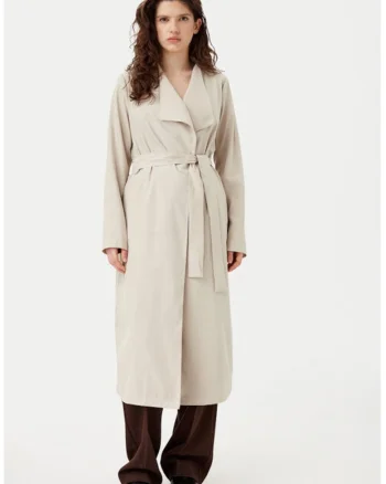 Trench dama,  304903038, Poliester reciclat, Bej, Bej