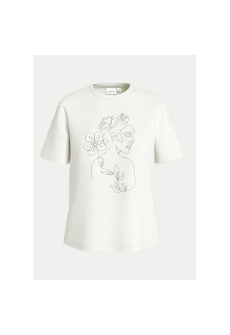 Tricou dama,  304932120, Bumbac organic, Alb, Alb