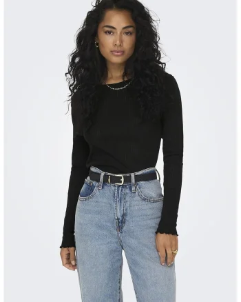 Bluza cu terminatii valurite Carlotta, Negru