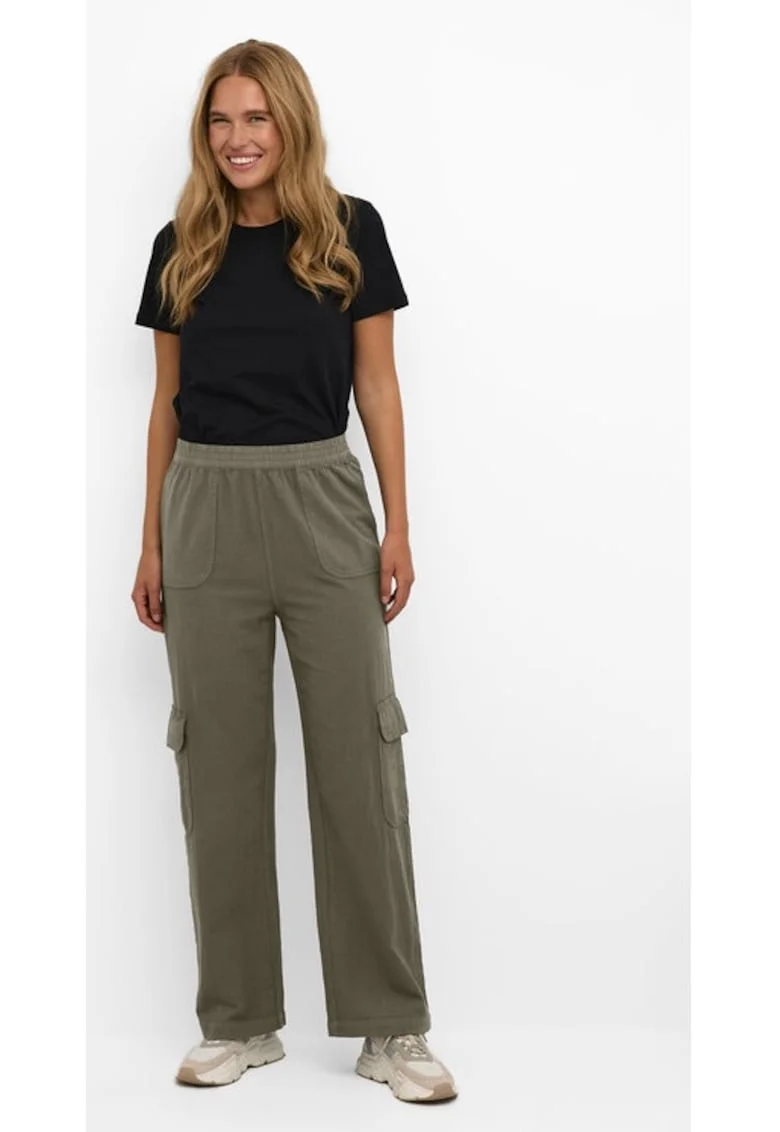 Pantaloni dama,  99472, Verde, Bumbac