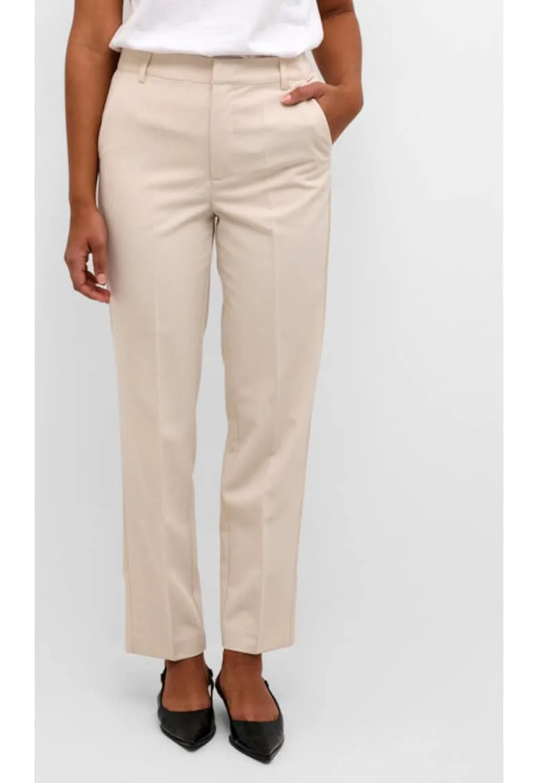 Pantaloni dama,  303582135, Poliester/Viscoza, Bej, Bej