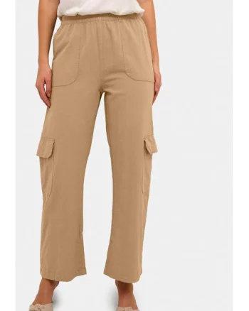 Pantaloni dama,  304099465, Bumbac, Bej, Bej