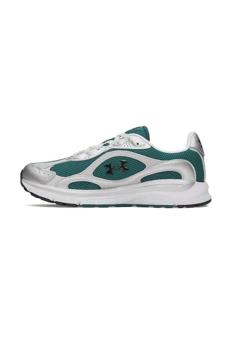 Pantofi sport UA Tech de plasa cu garnituri de piele si piele intoarsa, Verde englez/Alb optic/Argintiu