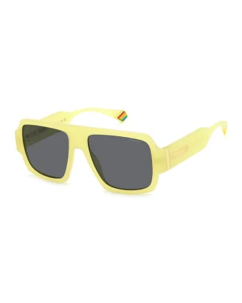 Ochelari de soare unisex, aviator, cu lentile polarizate, Verde feriga, Gri antracit,, Galben pai/Gri antracit