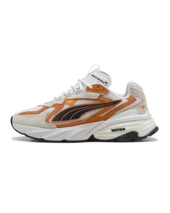 Pantofi sport McLaren Fade unisex cu aspect masiv, Portocaliu mandarina/Maro taupe deschis/Alb optic