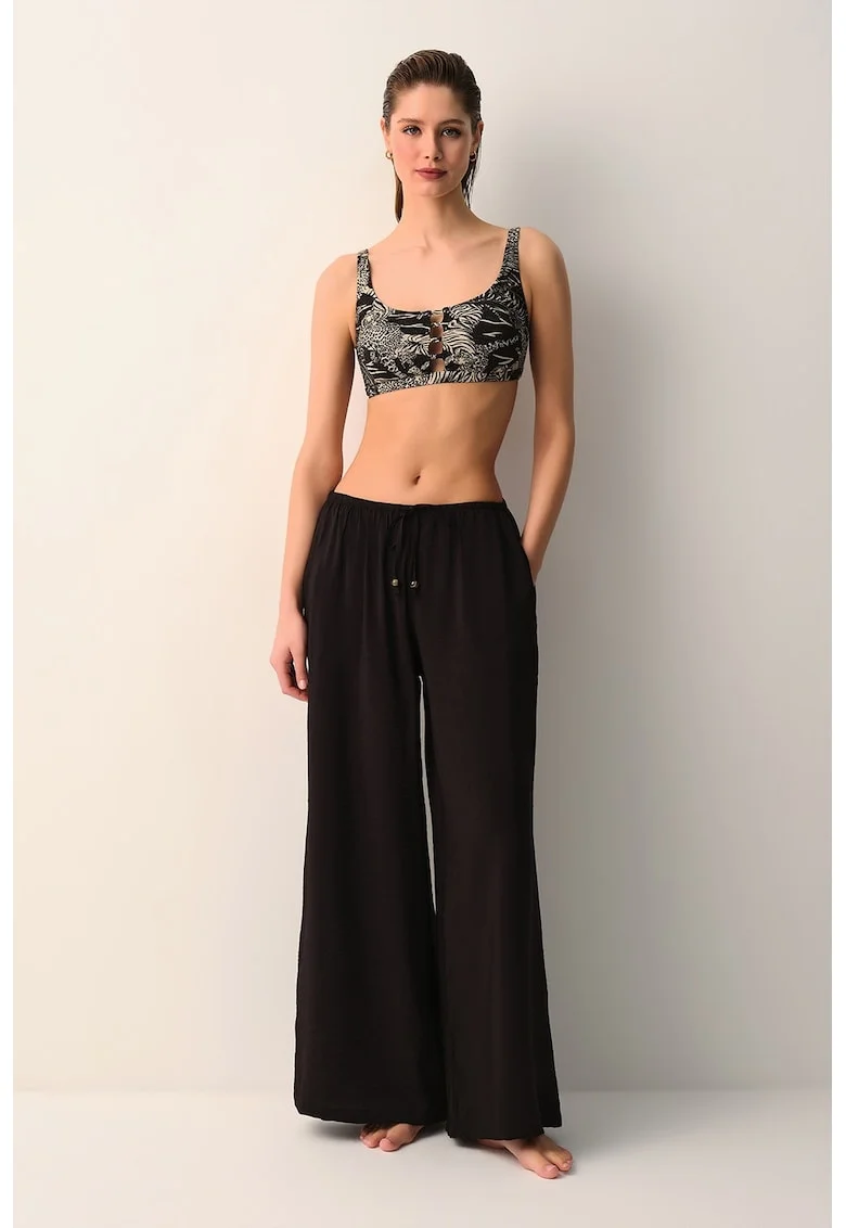 Pantaloni cu croiala ampla pentru plaja, Negru