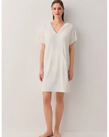 Rochie-hanorac din amestec de bambus Melina, Alb